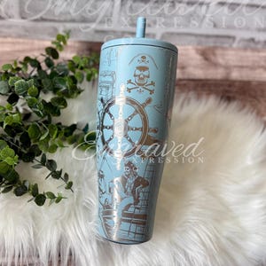 Engraved Brumate Era Tumbler Brumate Blue Mist Etched Pirate Tumbler Detailed Pirate Tumbler Custom Brumate Cup Pirate Gift For Him