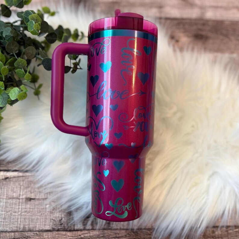 Engraved Stanley Tumbler Berry Truffle Laser Etched Valentines Limited Edition Stanley Quick Ship Valentines Day Gift Berry Truffle Stanley image 3