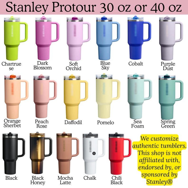 a collection of 16 different colored stainless steel tumblers, each with a unique color and design.