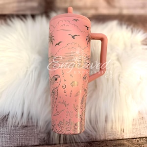 Engraved Brumate Era Tumbler: Sea Turtle Design, Guava 40 oz