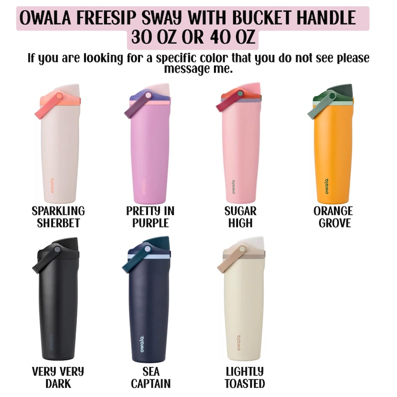 Engraved Owala Sleek Floral Water Bottle | Rose and Larkspur Flower Wrap | Personalized Owala Gift for Her | Custom Floral Owala Sway Bottle image 4