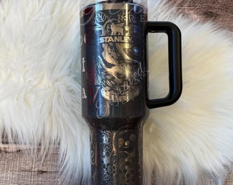 Engraved Stanley Tumbler: Midnight Glitz Sloth Design - Nature Lover Gift