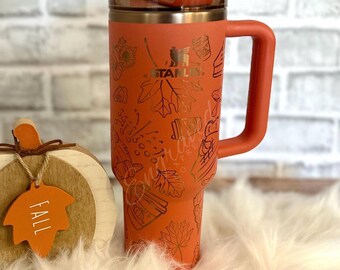 Whaline 40oz Fall Tumbler With Handle – Autumn Pumpkin Design, Stainless Steel, Insulated For Hot & Cold Drinks - View #6