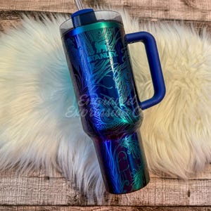 Engraved Stanley Quencher Star Shine | Peacock Feather Stanley Tumbler | Personalized Feather Design | Custom Star Shine Stanley Cup