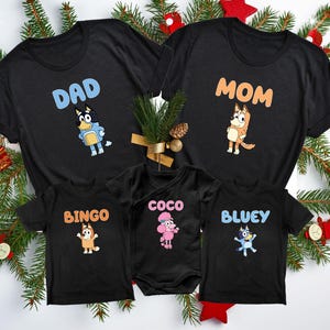 Bluey Family Christmas Shirts, Christmas Family Matching Shirts, Bluey Matching Shirts, Bluey Shirts, Christmas Gift, Bluey Birthday Shirts