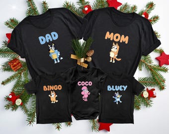 Bluey Family Christmas Shirts, Christmas Family Matching Shirts, Bluey Matching Shirts, Bluey Shirts, Christmas Gift, Bluey Birthday Shirts