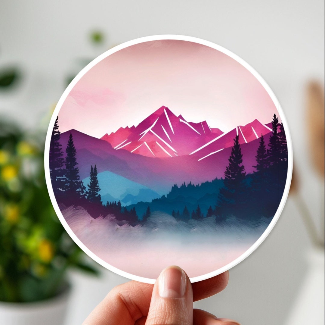 Vibrant Vector Mountain Vinyl Sticker Decal - Nature Scape - Etsy