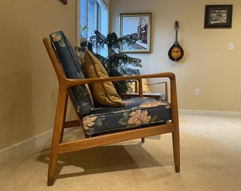 Pair of Folke Ohlsson for Dux Lounge Chairs Light Brown Teak Mid Century Modern