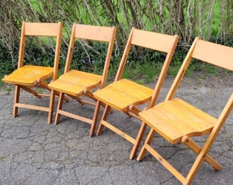 solid vintage SNYDER wooden folding slat chairs