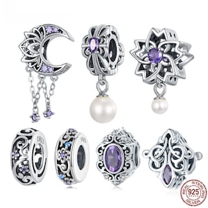 Silver Charms fits Pandora Bracelet Charm Vintage Purple 925 Sterling Silver gift for her BUY 2 GET 1 FREE