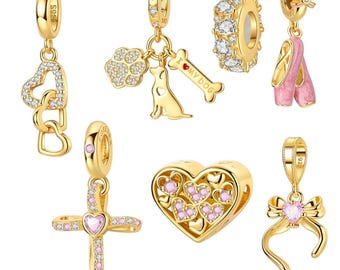 Vergulde bedels met zirkonia passen op Pandora-armband. KOOP 3, KRIJG 65% KORTING