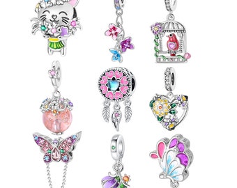 Ciondoli In Argento Sterling 925 Con Zirconi - Charm A Forma Di Animale/Cartone, Per Bracciali E Collane, 3 Pezzi - Foto 10