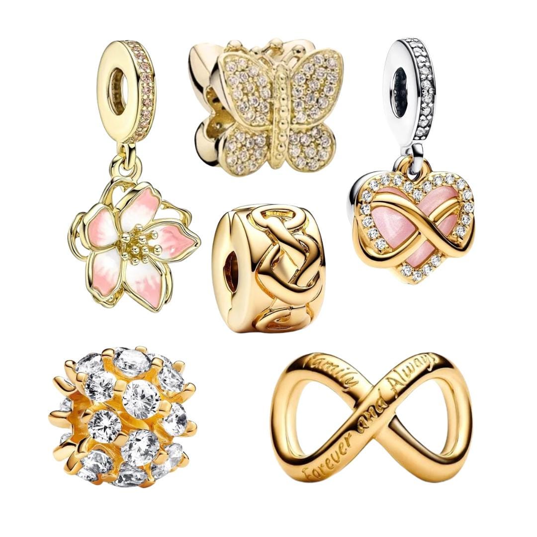 Gold Plated Cherry Blossom Charm - Pandora Compatible - Etsy