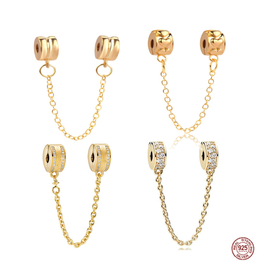 Gold safety chain for bracelet hot sale