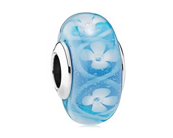 thumbnail image 2 of Sterling Silver Murano Glass Charm Beads - Mixed Set Of 5 Floral Rose Beads For European Bracelets 2 of 12