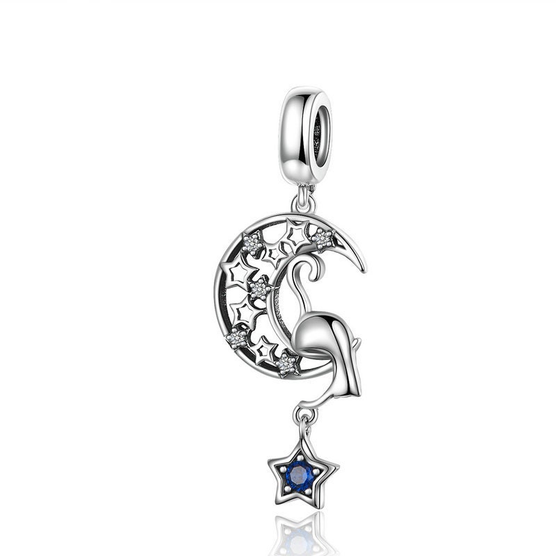 Collana Gatto In Argento 925 Con Zirconia – Catena 45 Cm, Per Ragazze E Bambine