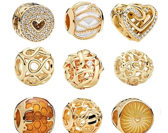 Gold Plated Cubic Zirconia Charms fits Pandora Bracelet BUY 3 GET 65% OFF