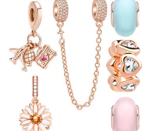 Rose Gold Plated Charms fits Designer 3mm Snake Chain Bracelet Gift for Her BUY 3 GET 65% OFF