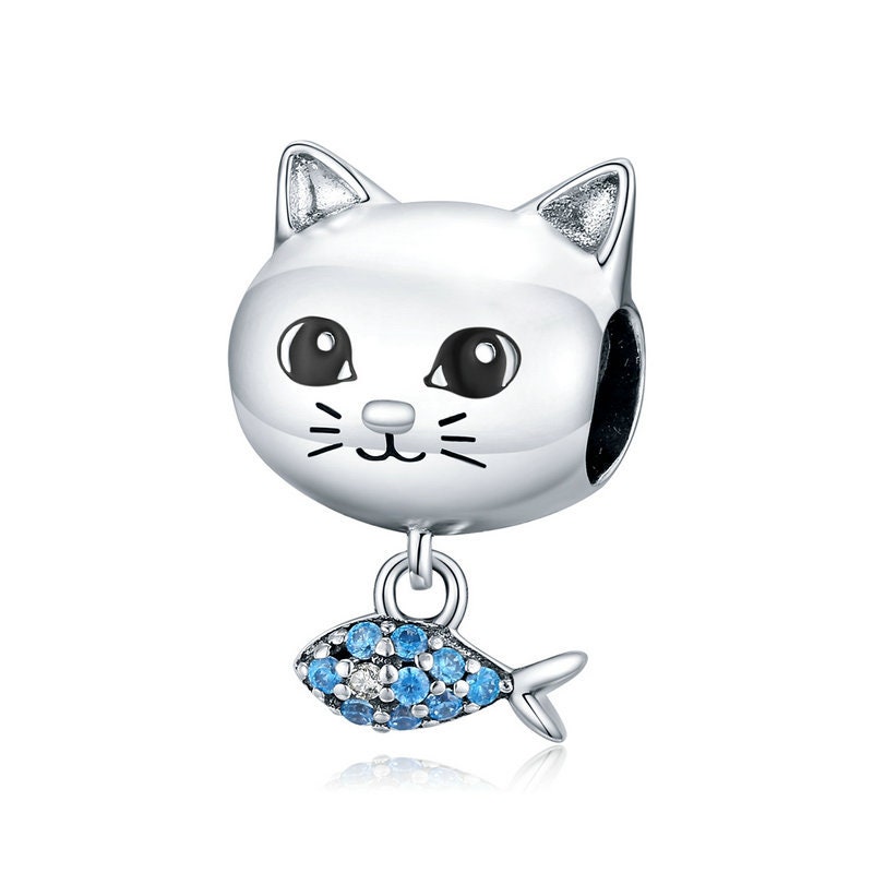 Baobei - Collana donna con gatto in argento Sterling 925 con zirconia cubica, con ciondolo a forma di gatto sulla luna, regalo donna collana