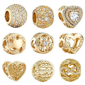 Vergoldete Zirkonia Charms für Pandora Armband Herz Charms