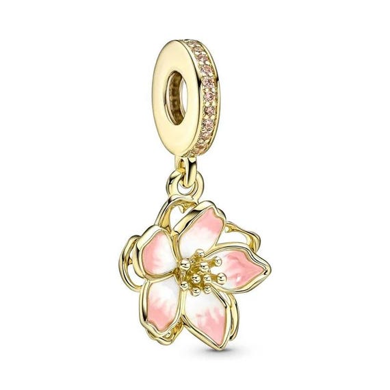 Gold Plated Cherry Blossom Charm - Pandora Compatible - Etsy