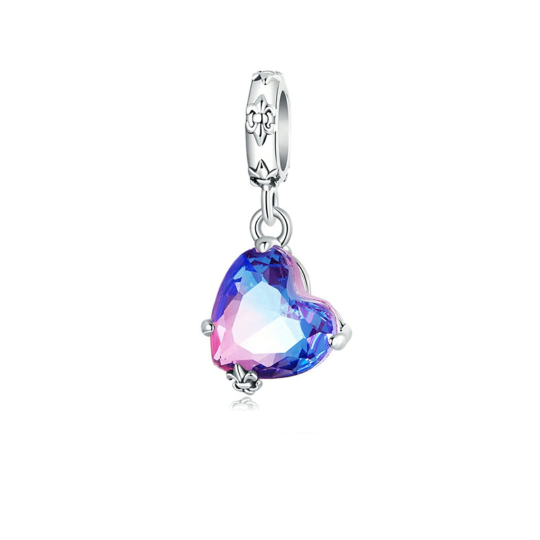 Avalaya Ciondolo A Cuore 3D In Cristallo Viola Con Catena Serpente | Lunghezza 40+4 Cm, Placcato Argento | Gioiello Elegante Per Donna