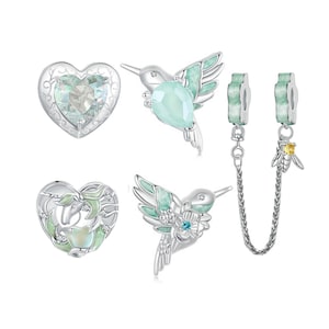 Blue & Green Sterling Silver Charms, Fits Pandora Bracelet