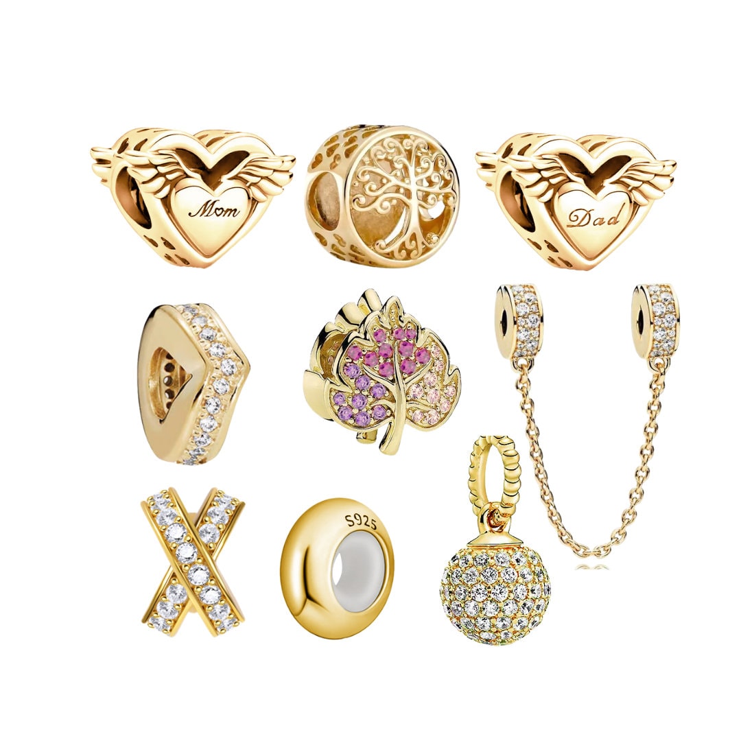 Pandora チャームセット 14kゴールド Gold Plated Crystal Charms Fits Pandora Bracelet BUY 3 GET