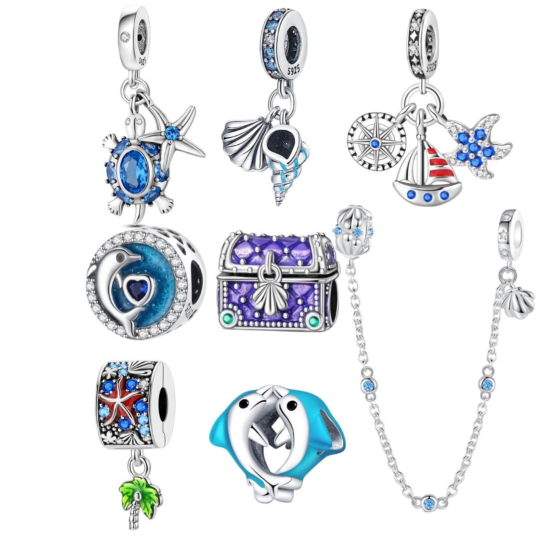 PANDORA silverブレスレット チャームセット　s925 Silver Sea Life Charms Fits Pandora Bracelet 925 Sterling Silver