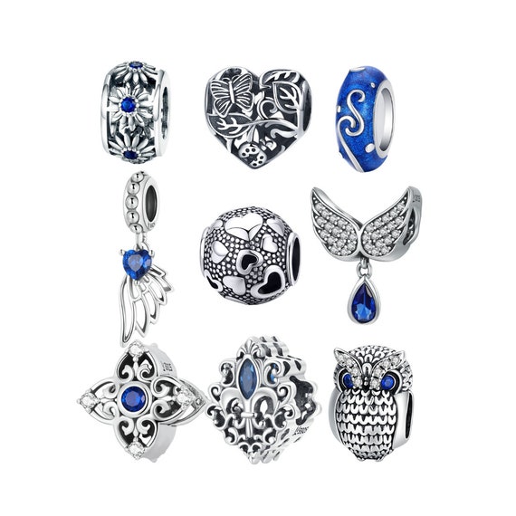 Silver Charms Fits Pandora Bracelet Blue 925 Sterling Silver