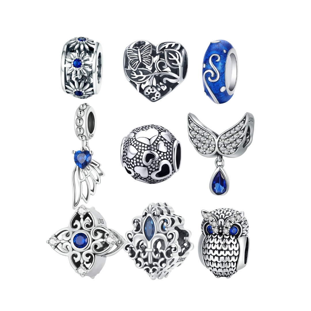 Silver Charms Fits Pandora Bracelet Blue 925 Sterling Silver