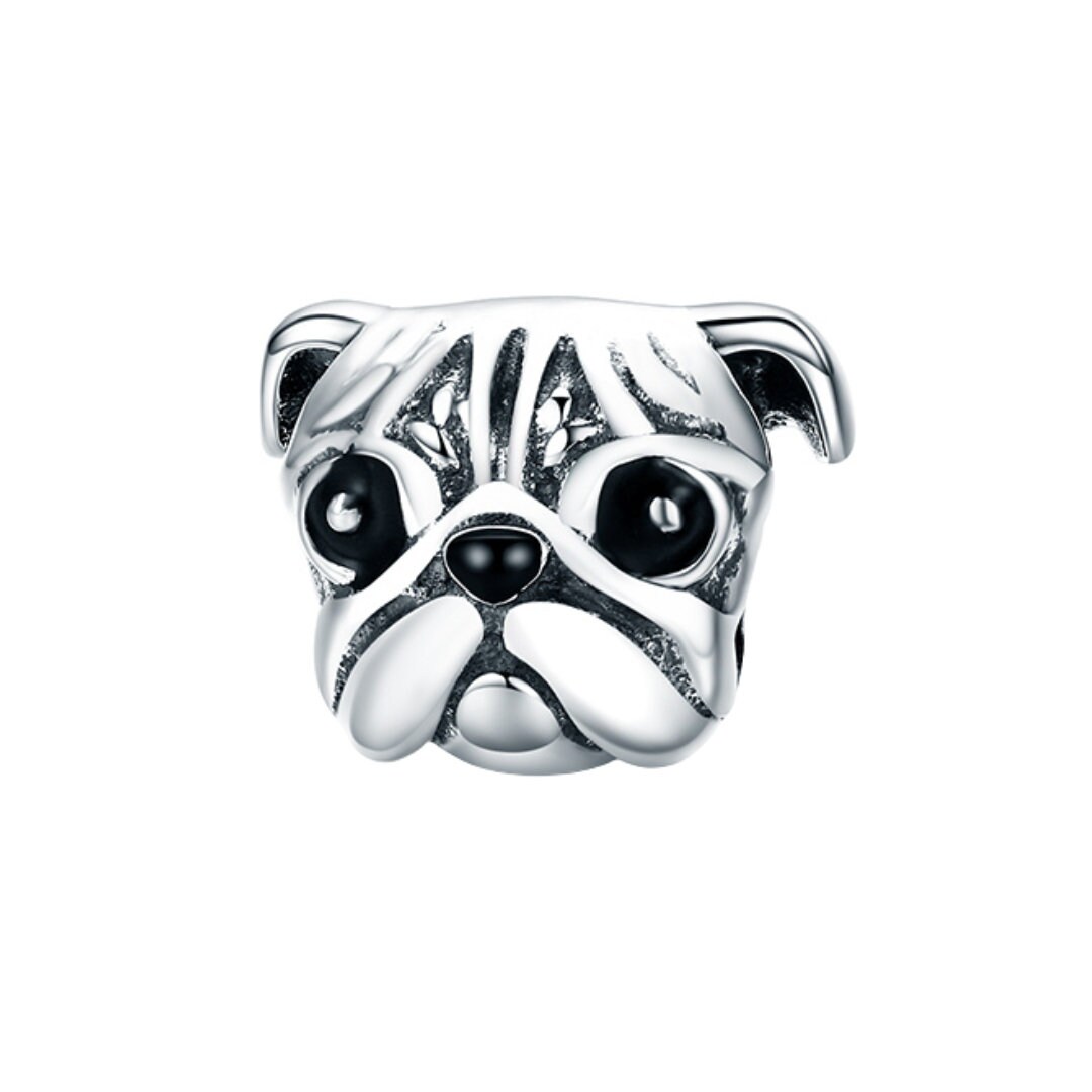 Ciondolo Dalmata In Argento Sterling 925 – Gioiello A Forma Di Cane, 15x14 Mm, Con Moschettone