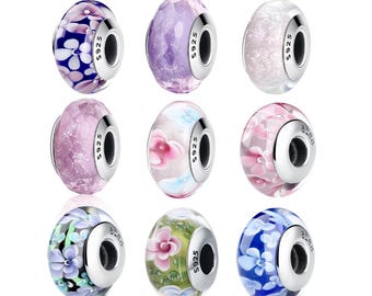 PANDORA ガラス ビーズ Purple Faceted Glass Pandora Purple Shimmer Faceted Murano Glass Charm | REEDS