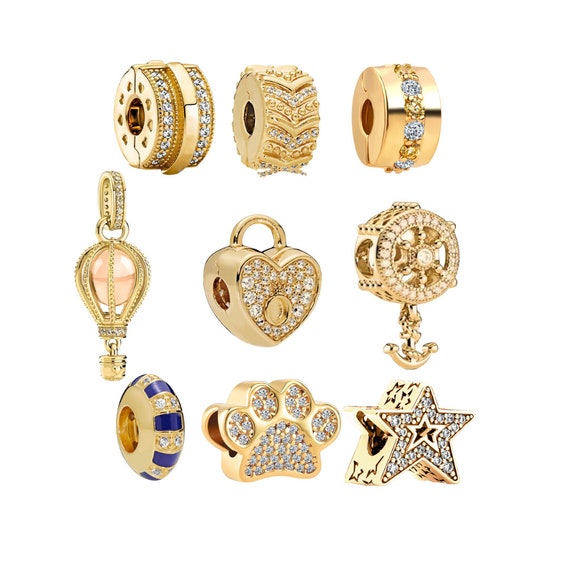 Gold Plated Cubic Zirconia Charms Fits Pandora Bracelet Gold Plated Cubic Zirconia Charms Fits Pandora Bracelet