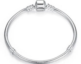Sterling Silber Schlangenkette Barrel Verschluss Bettelarmband - lange Länge
