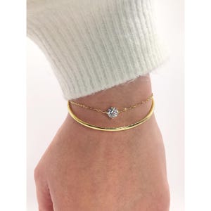 Minimalist Gold Bracelet VVS1 Moissanite Diamond 925 Sterling Silver 14k Gold Plated
