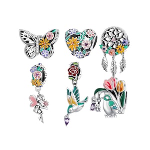 Sommarträdgårdsberlock i sterlingsilver: Passar Pandora-armband
