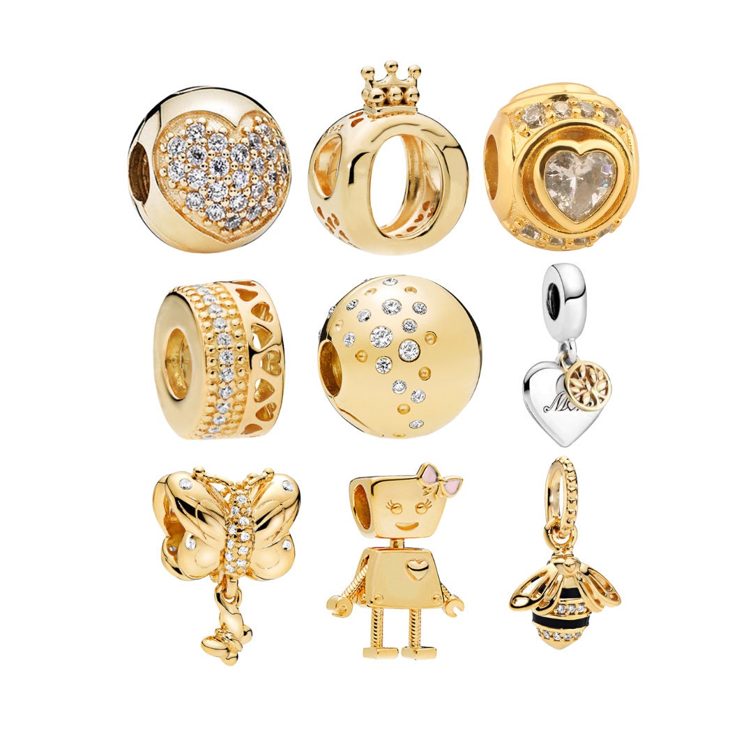 Gold Plated Cubic Zirconia Charms Fits Pandora Bracelet BUY GET 65% OFF 
