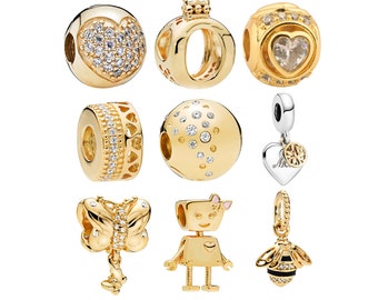Gold Plated Cubic Zirconia Charms fits Pandora Bracelet BUY 3 GET 65% OFF