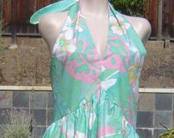 Vintage 70s Toucan Print Sun Dress L