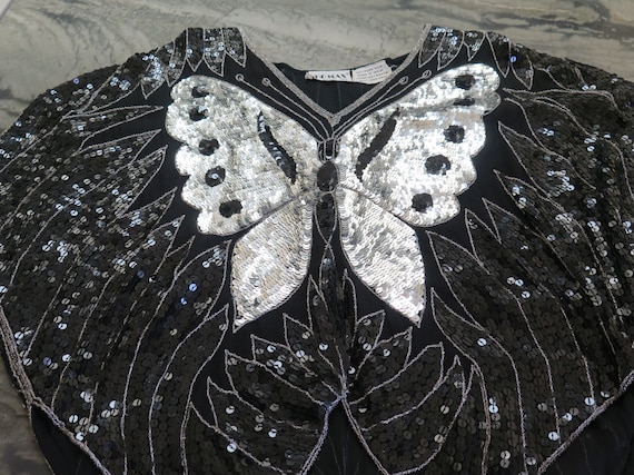 NWT Vintage 80s Sho Max Beaded Sequin SILK BUTTER… - image 2