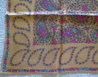 Bufanda Vintage Golden Floral Paisley Square Acetate Japan