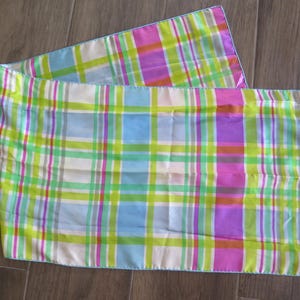Vintage ECHO Pastel Plaid Rectangular Silk Scarf
