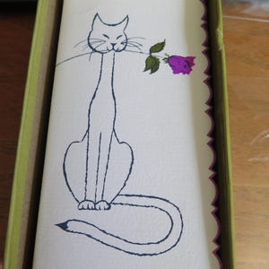 Set di 14 biglietti di auguri con motivo a gatto con buste smerlate e bordate, 3 x 6 pollici, Kitty Chat