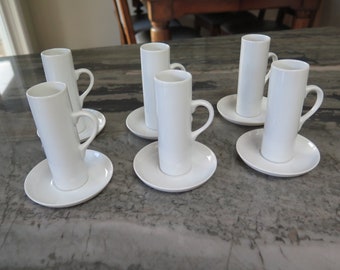Vintage 60s Lagardo Tackett Schmid White Porcelain Demitasse Cup and Saucer Set 12 Piece