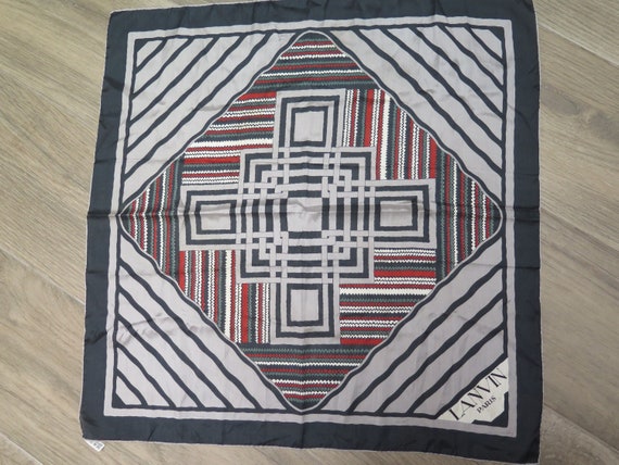 LANVIN Silk Square Geometric Pattern Scarf France - image 5