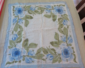 Vintage Large Semi Sheer Silk VERA Neumann Ladybug Floral Scarf