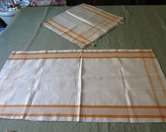 Set de 4 Vintage Pure Linen Table Runners Ireland Beige Orange