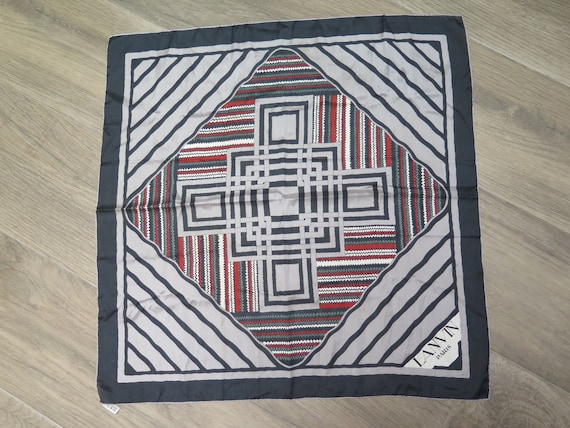 LANVIN Silk Square Geometric Pattern Scarf France - image 1