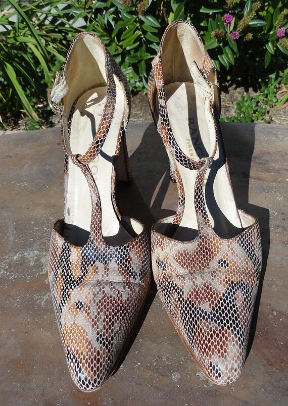 Vintage 70s Reptile Snake Python Skin All Leather… - image 3